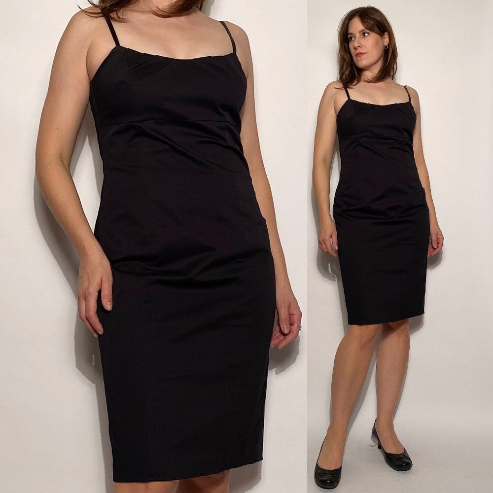 Vintage Y2K Little Black Sleeveless Pencil Dress -- Large